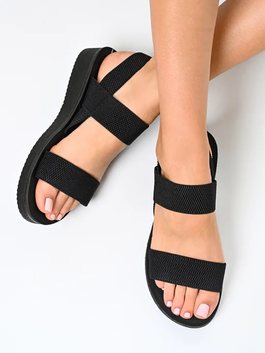 Only Shoes Сандалии летние пляжные на резинках, черный, фото 5