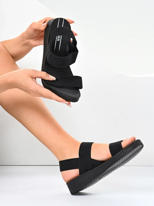 Only Shoes Сандалии летние пляжные на резинках, черный, фото 7