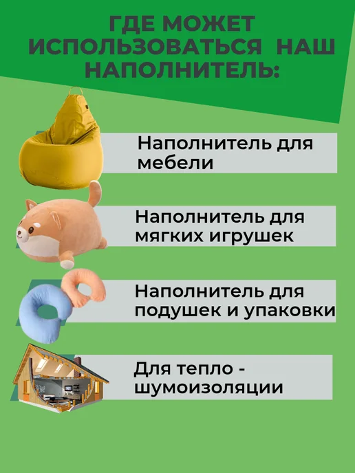 Наполнитель для кресла-мешка 100 л наполнителя для кресла мешка и пуфа, 50 л, фото 2