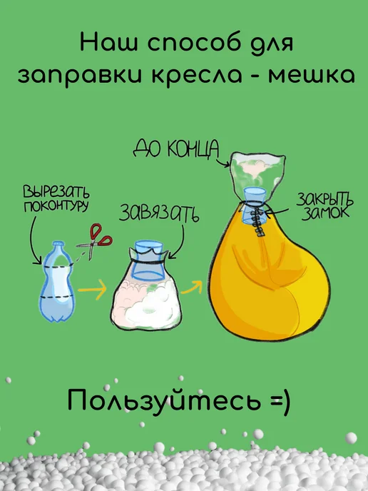 Наполнитель для кресла-мешка 100 л наполнителя для кресла мешка и пуфа, 50 л, фото 3