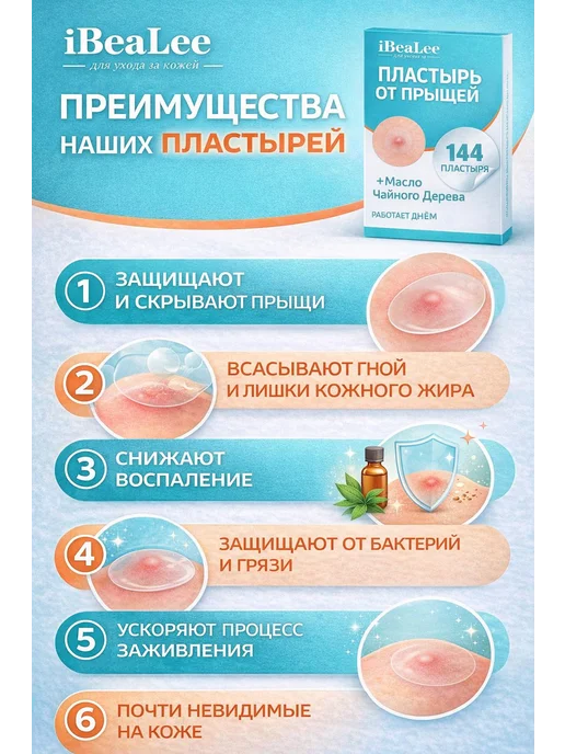iBeaLee Acne Clear Patch — ультратонкие пластыри от прыщей с…, вариант, фото 3