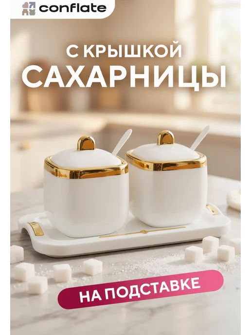 Conflate Сахарница и солонка с крышкой набор, 2 шт