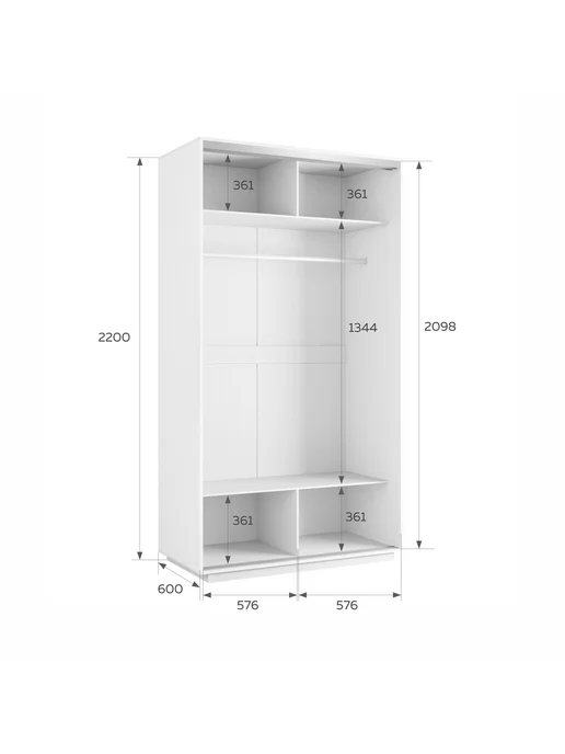 Мебельная компания Е1 Шкаф купе Экспресс 2дв Зеркала, 120х60х220, 60x220, фото 3