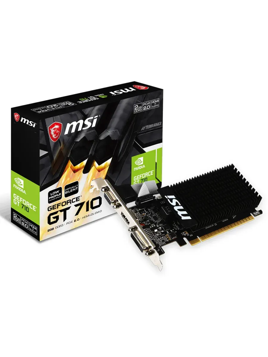 MSI Видеокарта GeForce GT 710 Silent LP, 2 ГБ GDDR3