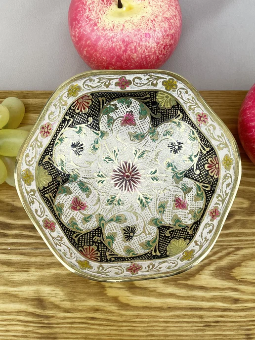 Laxmi Конфетница из латуни Hexagon 13 см ИНДИЯ, вариант, фото 2