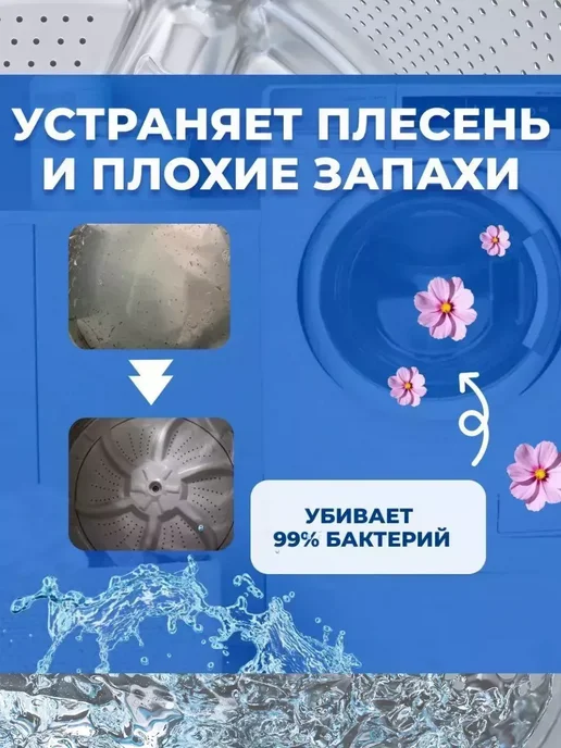 BilionerШа Средство для чистки стиральной машины барабана от грязи, 400 мл, 12 шт, фото 2