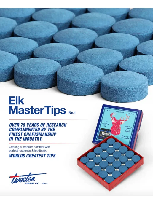 Tweeten Наклейка для кия Elk Master 12 мм, средне-жесткая MH (1 шт.), 1 шт, фото 2