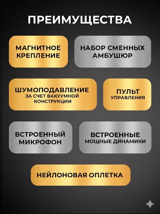 WALKER Наушники проводные с микрофоном для телефона магнитные, серый, фото 2