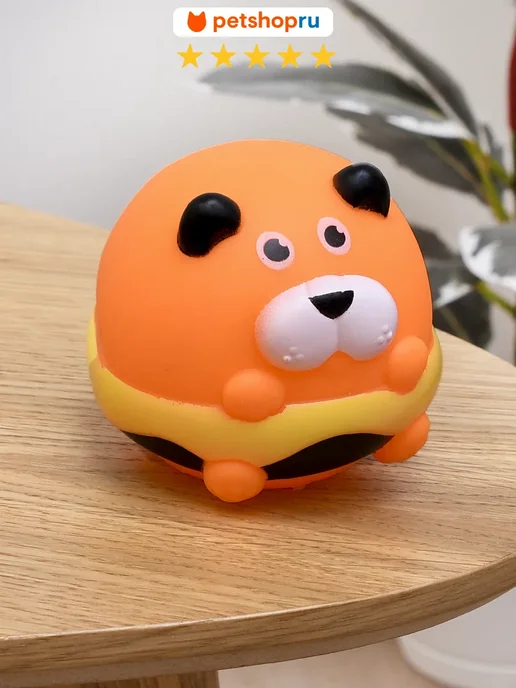 PetShop Игрушка для собак мяч с мордочкой "Кругляш", 8 см, оранжевый, фото 2