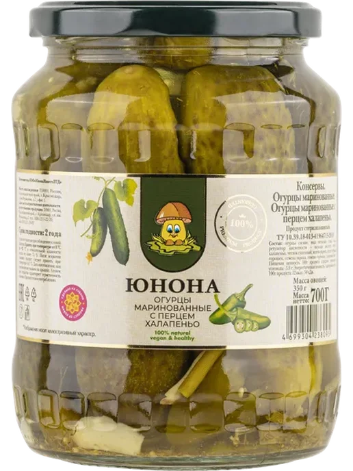 Огурцы маринованные Юнона с перцем халапенью Юнона Инвест с, вариант, фото 2