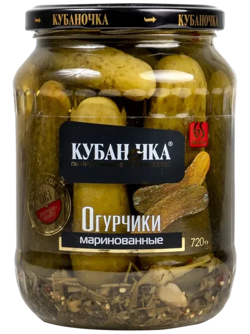 Огурцы маринованные Кубаночка Гранд Стар с б, 720 г, 720 г, фото 2