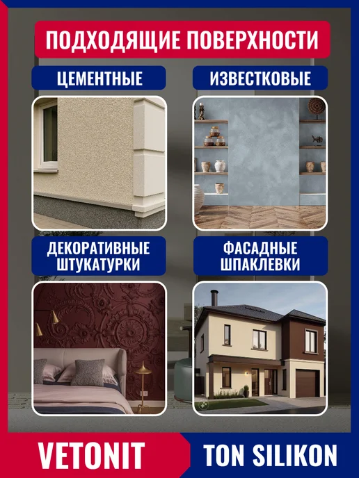 Vetonit Краска силиконовая для фасада, стен и потолка, 12 л, фото 5