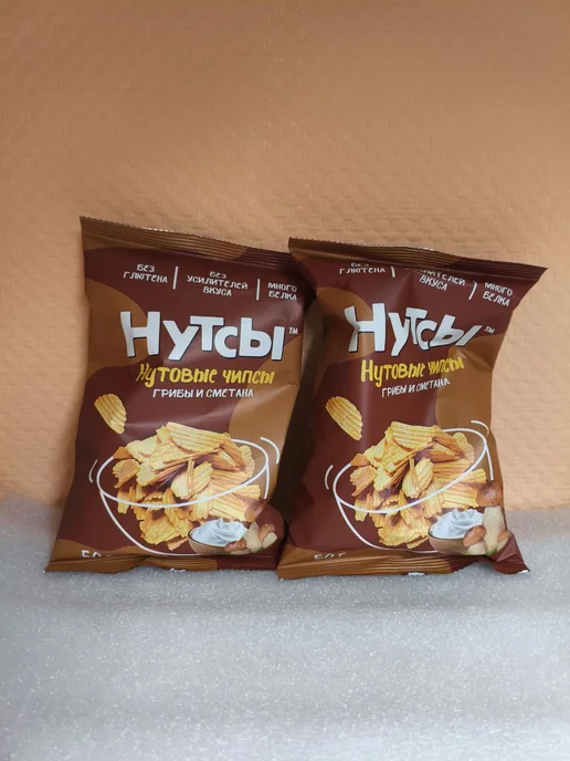 DON SHELLDON Чипсы безглютеновые НУТСЫ вкус Грибы и сметана 2шт по 50г, 2 шт, 50 г