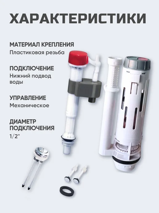 FLEXY STYLE Арматура для унитаза 2 в 1 с нижней подводкой, вариант, фото 2