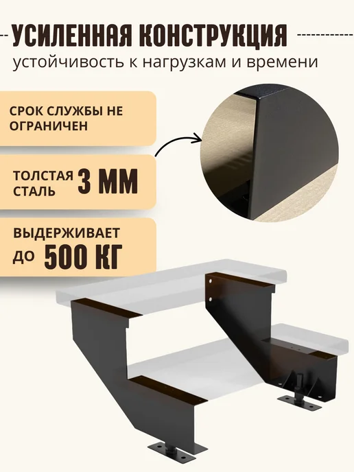 Косоуры для лестницы каркас для крыльца металлические, черный, фото 2