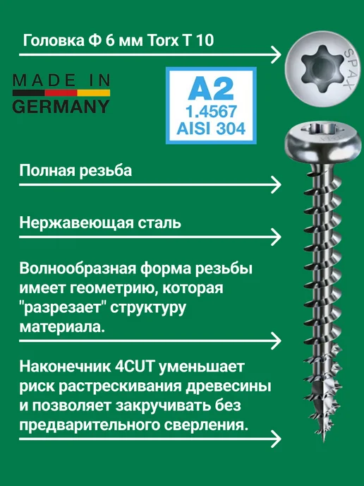 spax Саморез нержавейка сферическая головка 3х30 мм, 200 шт, 3x30 мм, 200 шт, фото 2
