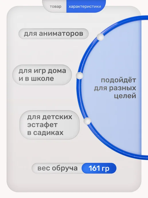 Aidaxy Обруч детский гимнастический пластиковый, синий, фото 2