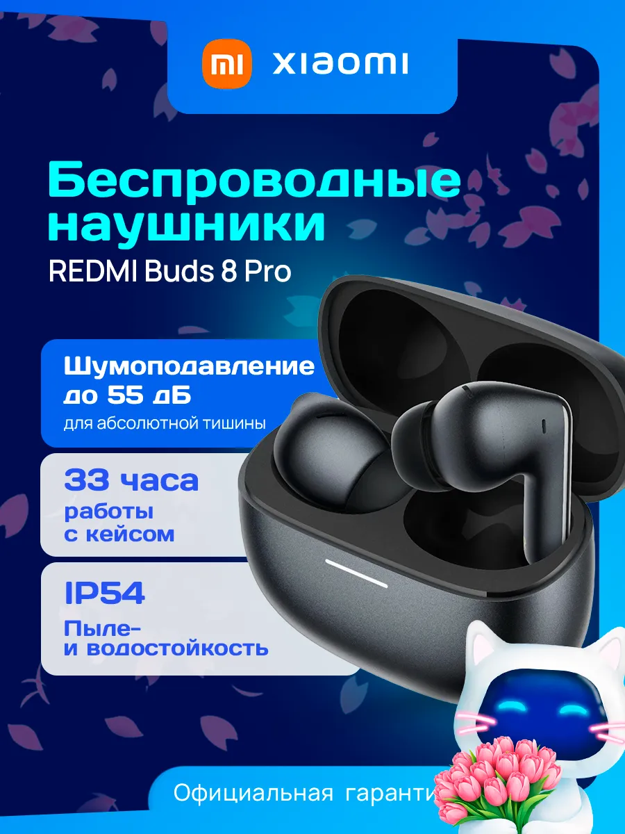 Беспроводные наушники REDMI Buds 8 Pro черный BHR08GOGL Xiaomi 837574089 купить за 5 518 ₽ в интернет‑магазине Wildberries