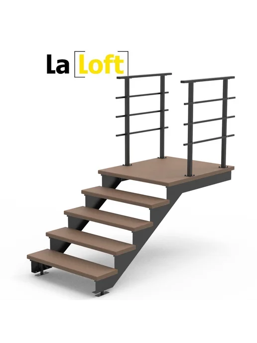 LaLoft Перила прямые для площадки крыльца "Портик" (одна сторона), черный, фото 5