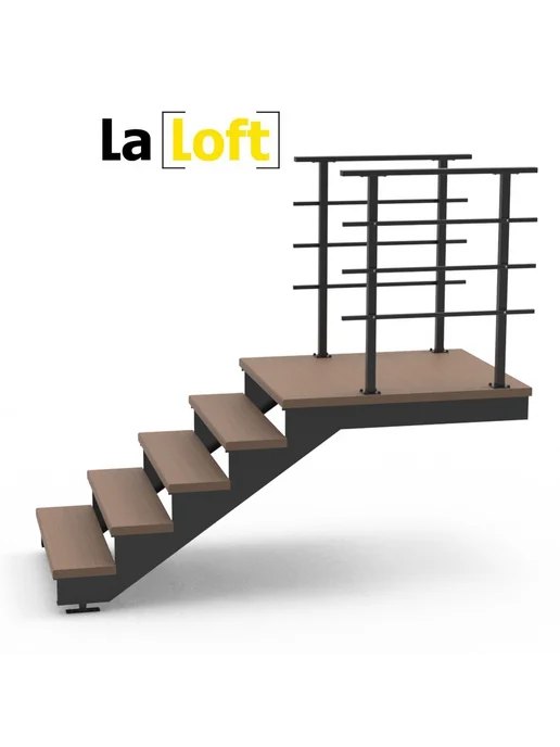 LaLoft Перила прямые для площадки крыльца "Портик" (две стороны), черный, фото 5