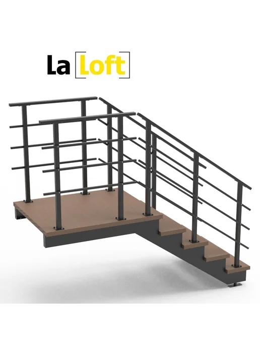 LaLoft Перила прямые для площадки крыльца "Портик" (две стороны), черный, фото 7