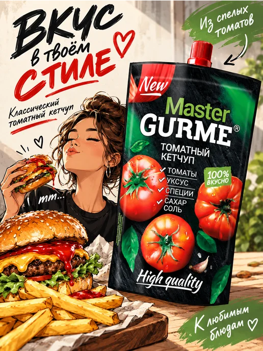 Master Gurme Кетчуп томатный классический 300г, 300 г