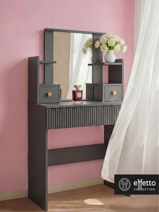 Effetto collection Туалетный столик с зеркалом и ящиком белый, серый