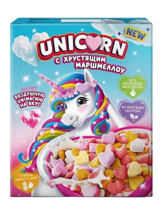 Unicorn Подушечки с маршмеллоу со вкусом манго и ананаса 160 г, 160 г