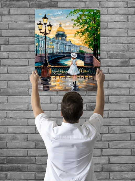 Картина интерьерная " Девушка на мосту" на стену 40х50, 40x50, фото 3