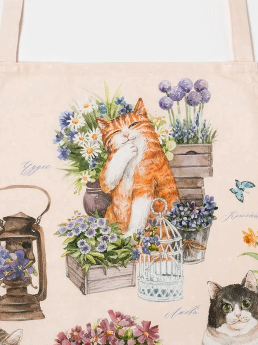 Этель Фартук кухонный хлопок саржа с котами 60х70 см, 60x70 см, фото 7