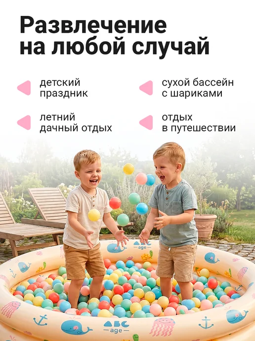 AbcAge Бассейн надувной детский- круглый 114х25 см, 114x25 см, фото 5