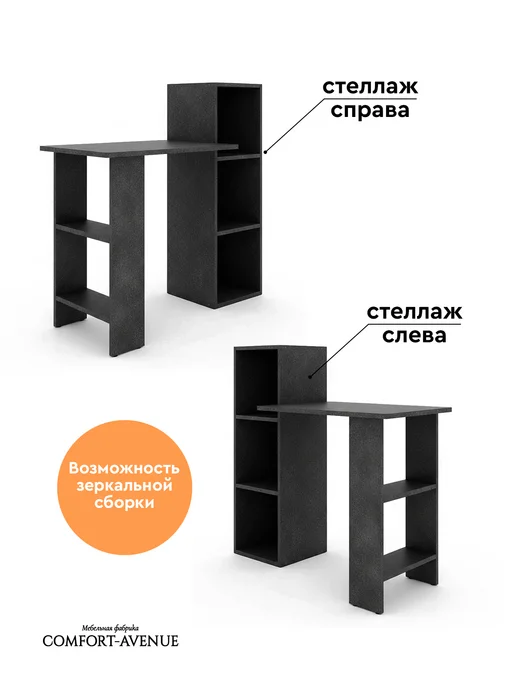 Comfort Avenue Стол компьютерный "Консоль" 1092х493х1064 Чёрный Неро, 1092x493x1064, фото 5