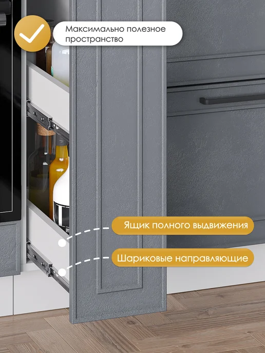 ИНТЕРЬЕР ЦЕНТРис Модуль кухонный напольный ШНБ 200 Айзелин, серый, фото 2