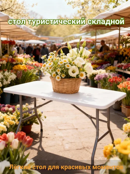 Стол складной садовый и обеденный, белый, фото 8