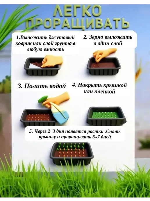 трава для кошек набор для выращивания, в упаковке 300 г, фото 4