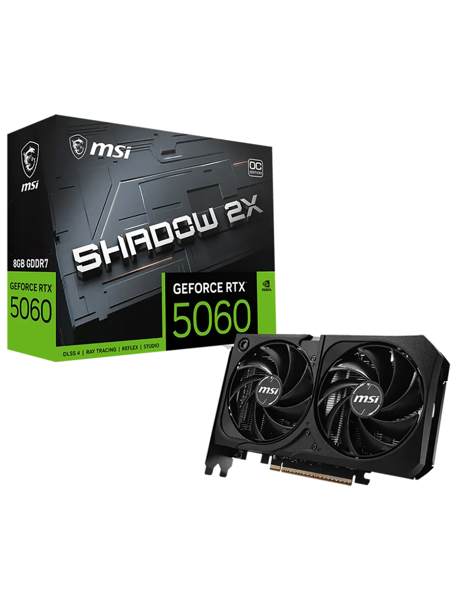 MSI Видеокарта RTX 5060 8 ГБ RTL (RTX 5060 8G SHADOW 2X OC MAX)