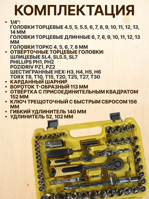 Edon TS-108M Набор инструментов 108 предметов, желтый, фото 8