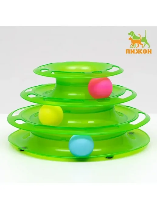 Пижон Игровой комплекс для кошек с шариками, зеленый
