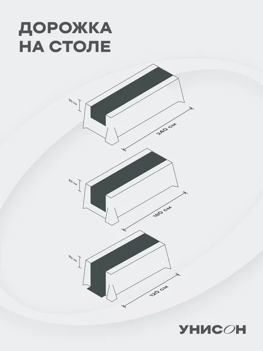 Унисон Скатерть дорожка на стол для сервировки 90х300, 90x300, фото 3
