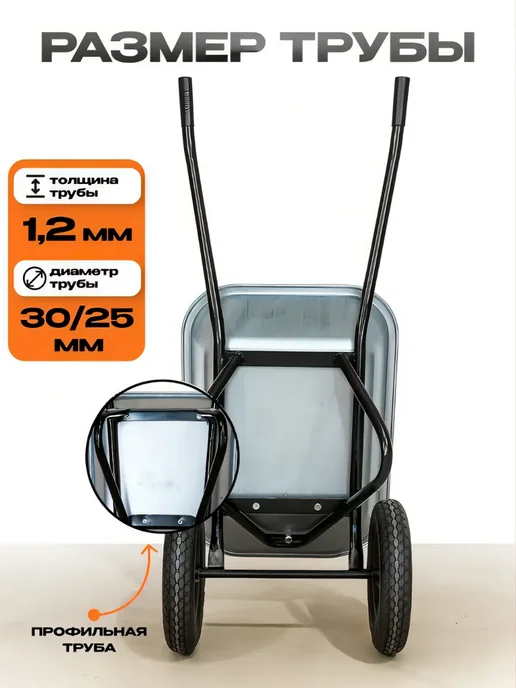 Садовая тачка строительная двухколёсная 118л 250кг, 118 л, 250 кг, фото 4