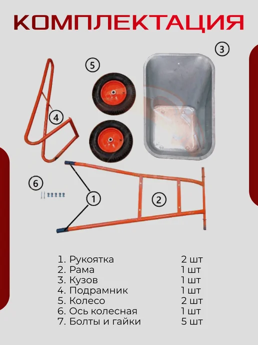 Тачка садовая двухколесная, черный, фото 6