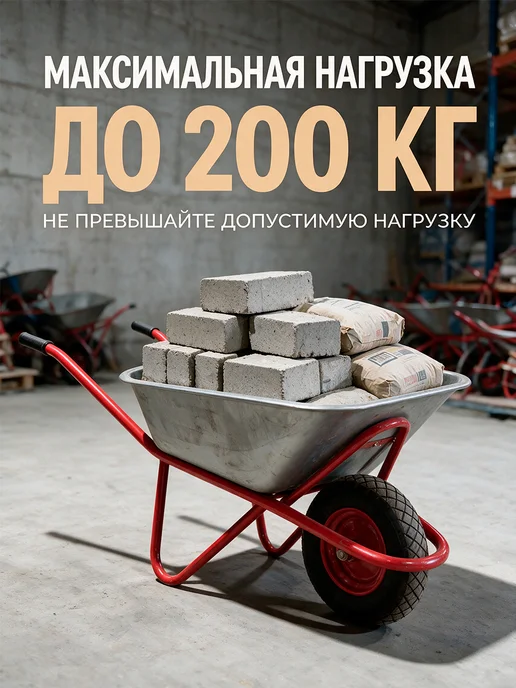 БТМ Садовая тачка строительная одноколёсная 200кг, 200 кг, фото 3