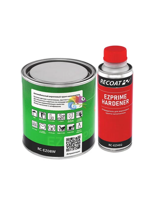 RECOAT Акриловый грунт-наполнитель EZPRIME серый 0,8+0,2 л, 200 мл, белый, фото 2