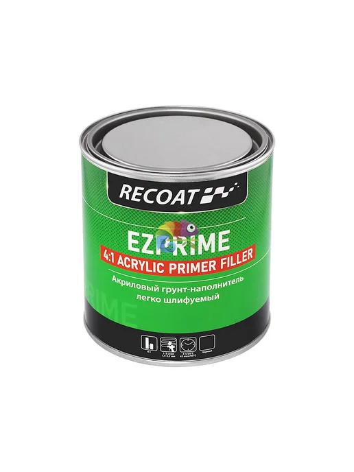 RECOAT Акриловый грунт-наполнитель EZPRIME серый 0,8+0,2 л, 200 мл, черный, фото 3