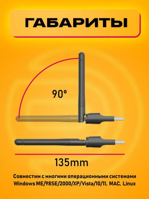 USB Wi-Fi адаптер для ПК и приставки ТВ, черный, фото 2