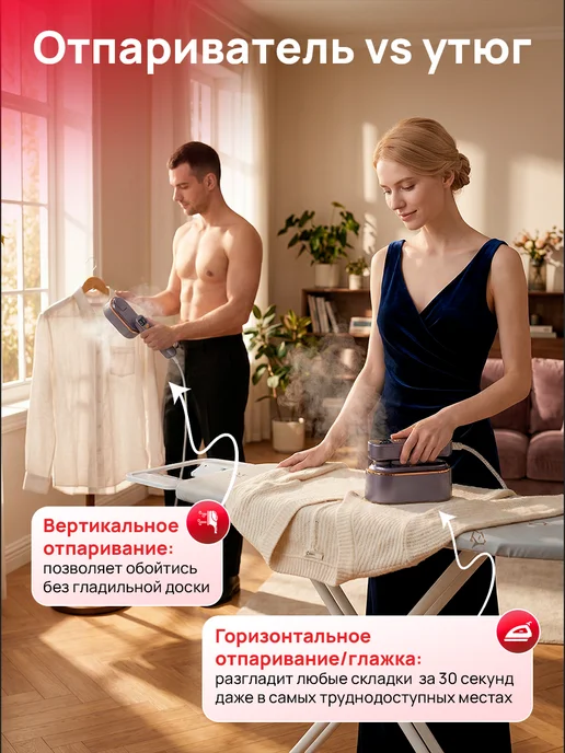 Reinelle Ручной отпариватель для одежды мощный профессиональный, фиолетовый, фото 7