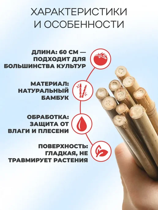 Садовита Опора для растений цветов колышки садовые, 75 см✕30шт, 60см, фото 3