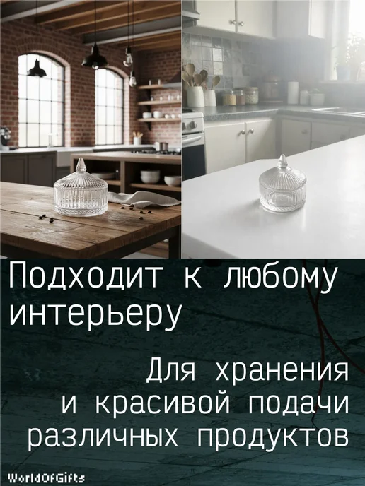 Сахарница стеклянная прозрачная, с крышкой, 250 мл, 300 мл, фото 3