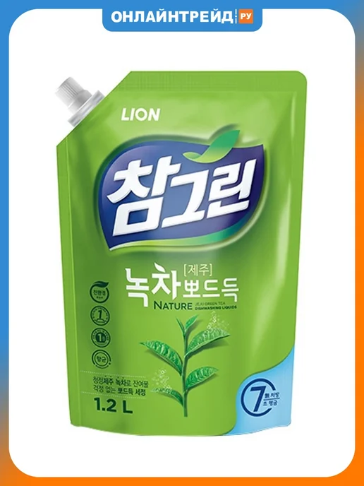 Lion Средство для мытья посуды Лион Chamgreen Зеленый чай 1.2 л, 1,2 л