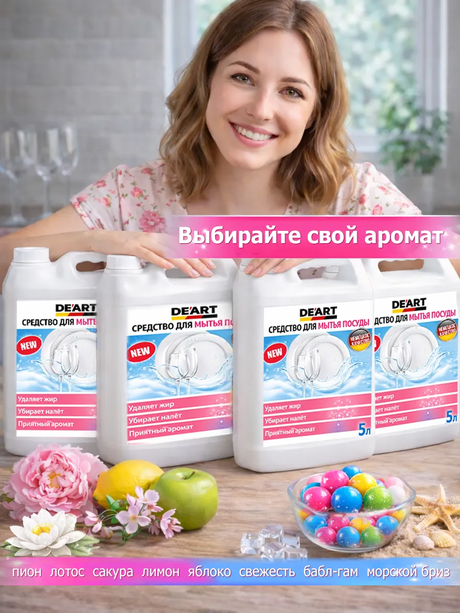 Средство для мытья посуды 5 л Deart лимон фото 7